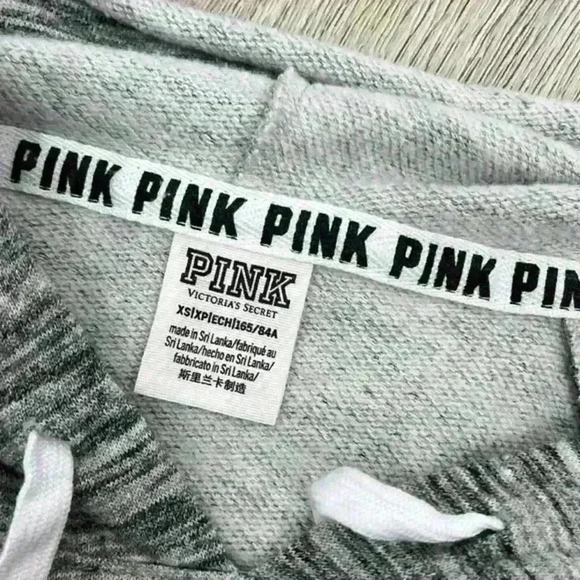 VS PINK Grey Crop Hooded Sweatshirt Size XS - Picture 6 of 11